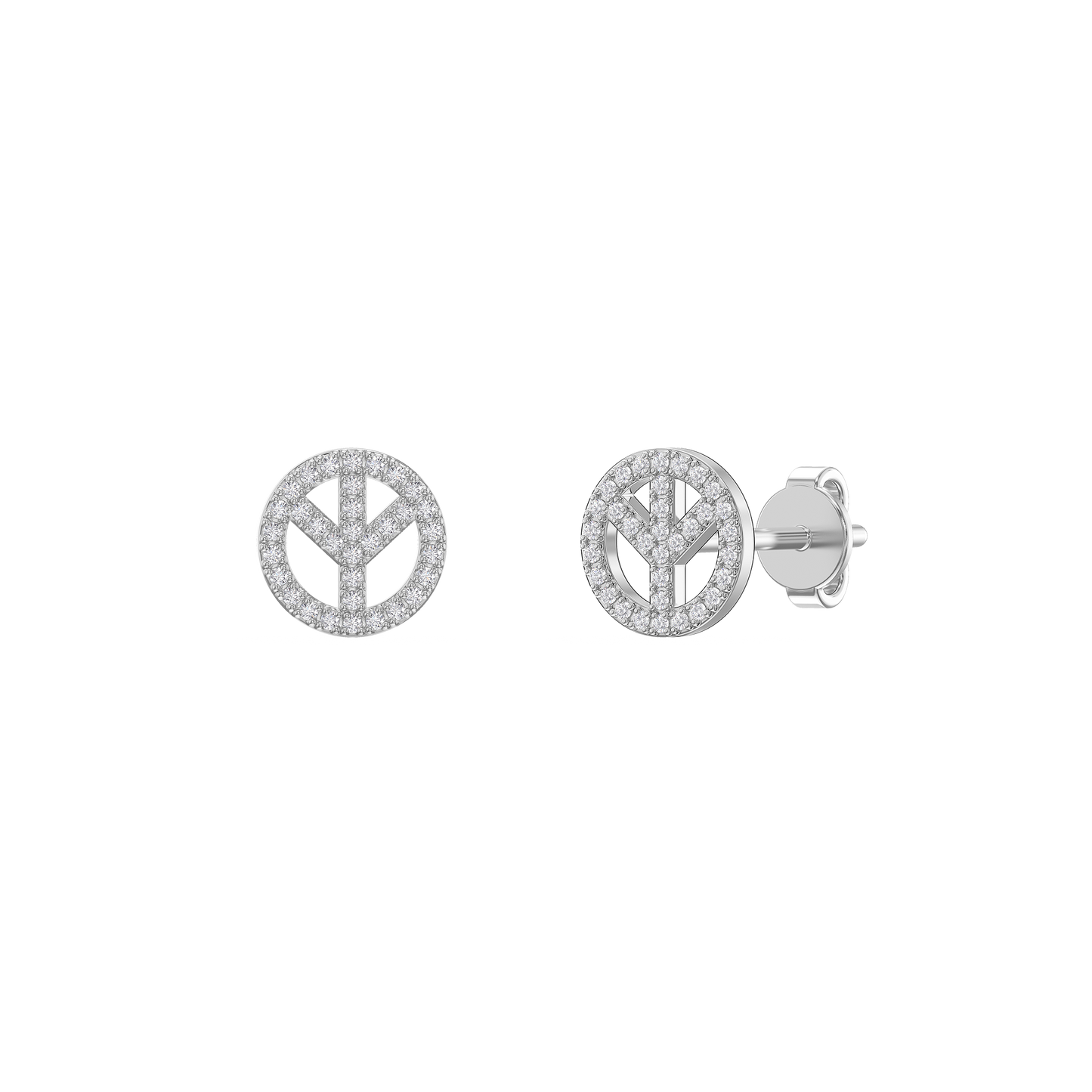 Diamond Peace Charm Earrings