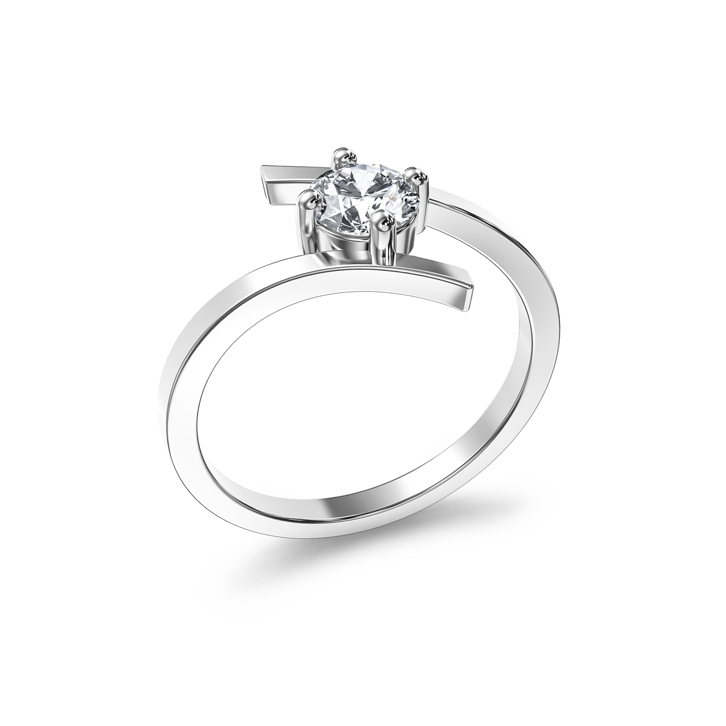 Luminous Tangent Solitaire Ring