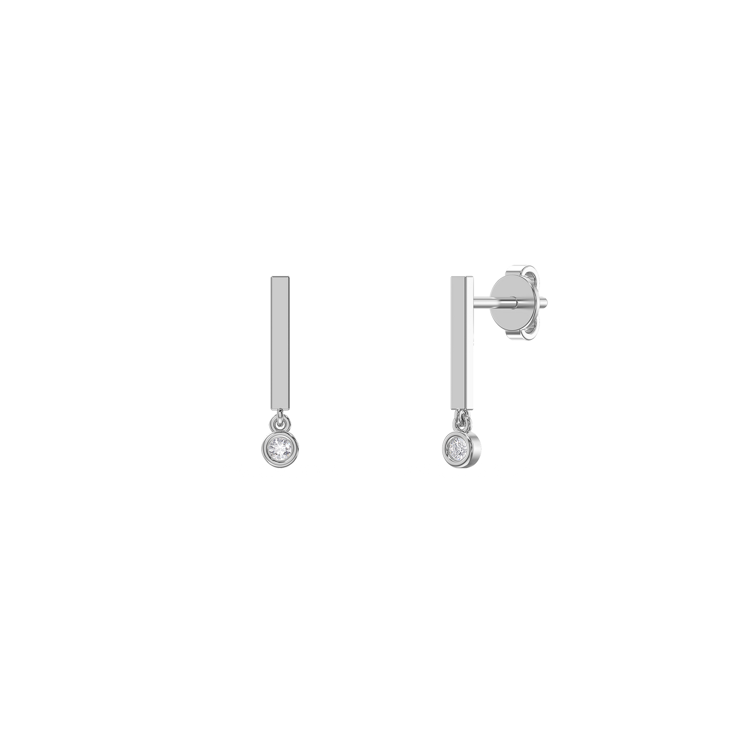 Modern Bar Drop Gem Earrings
