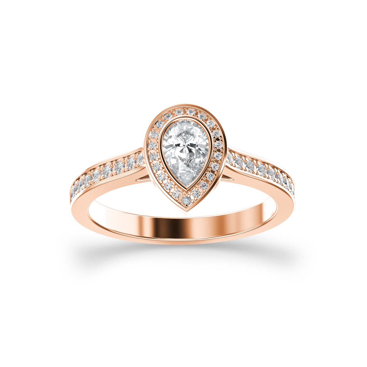 Luminous Pear Halo Ring