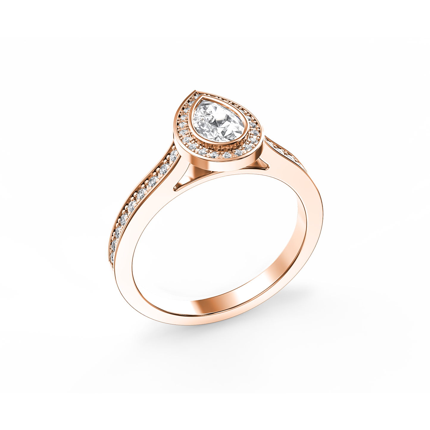 Luminous Pear Halo Ring