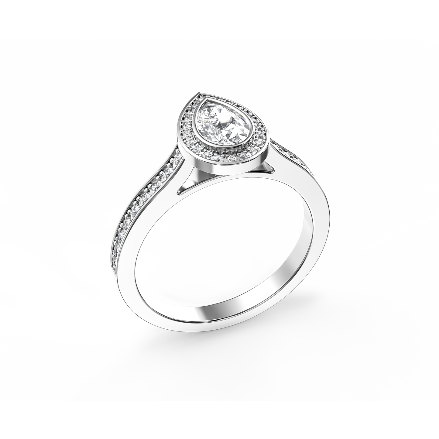 Luminous Pear Halo Ring