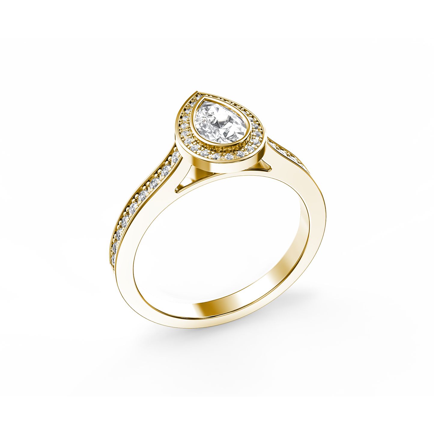 Luminous Pear Halo Ring