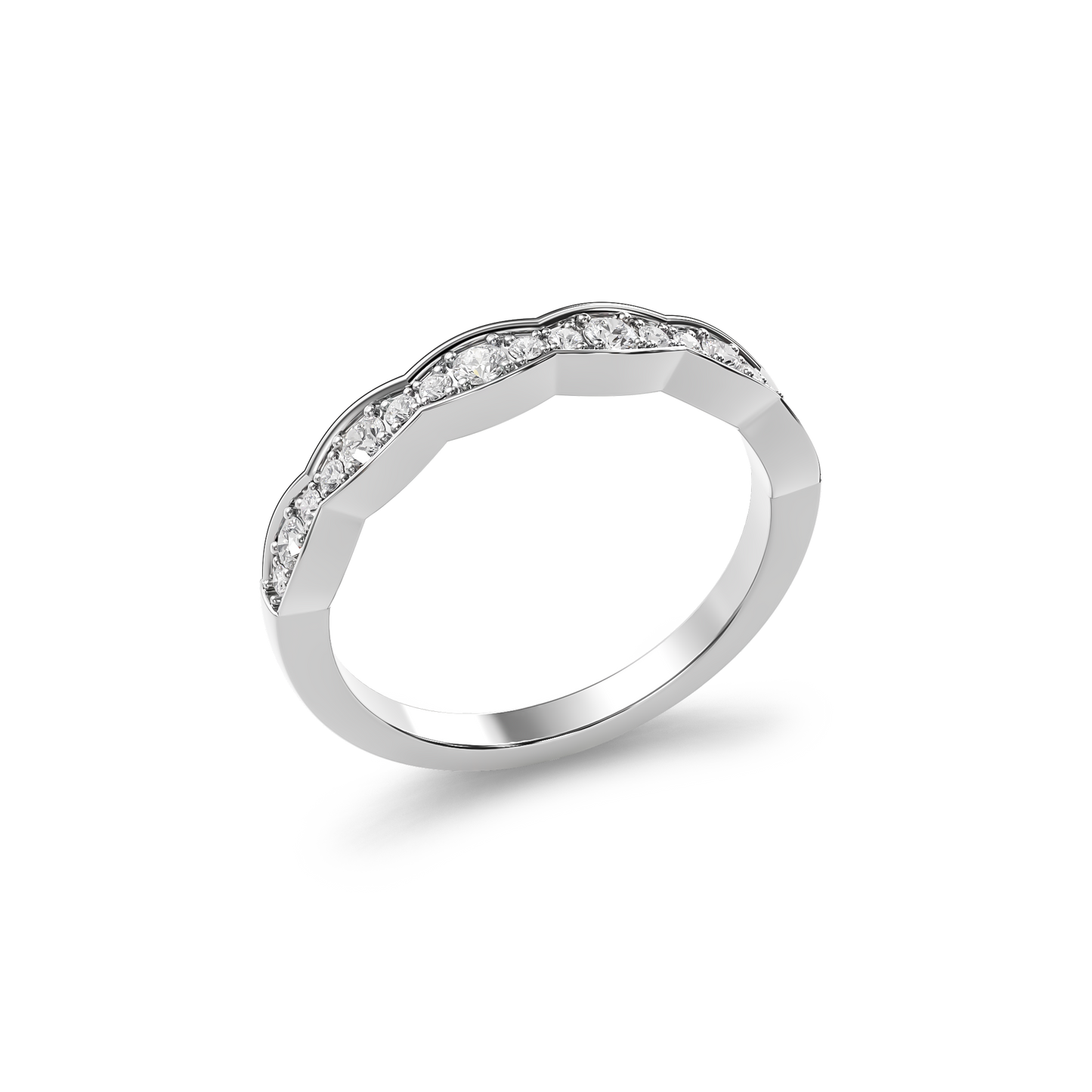 Wavy Channel Diamond Band