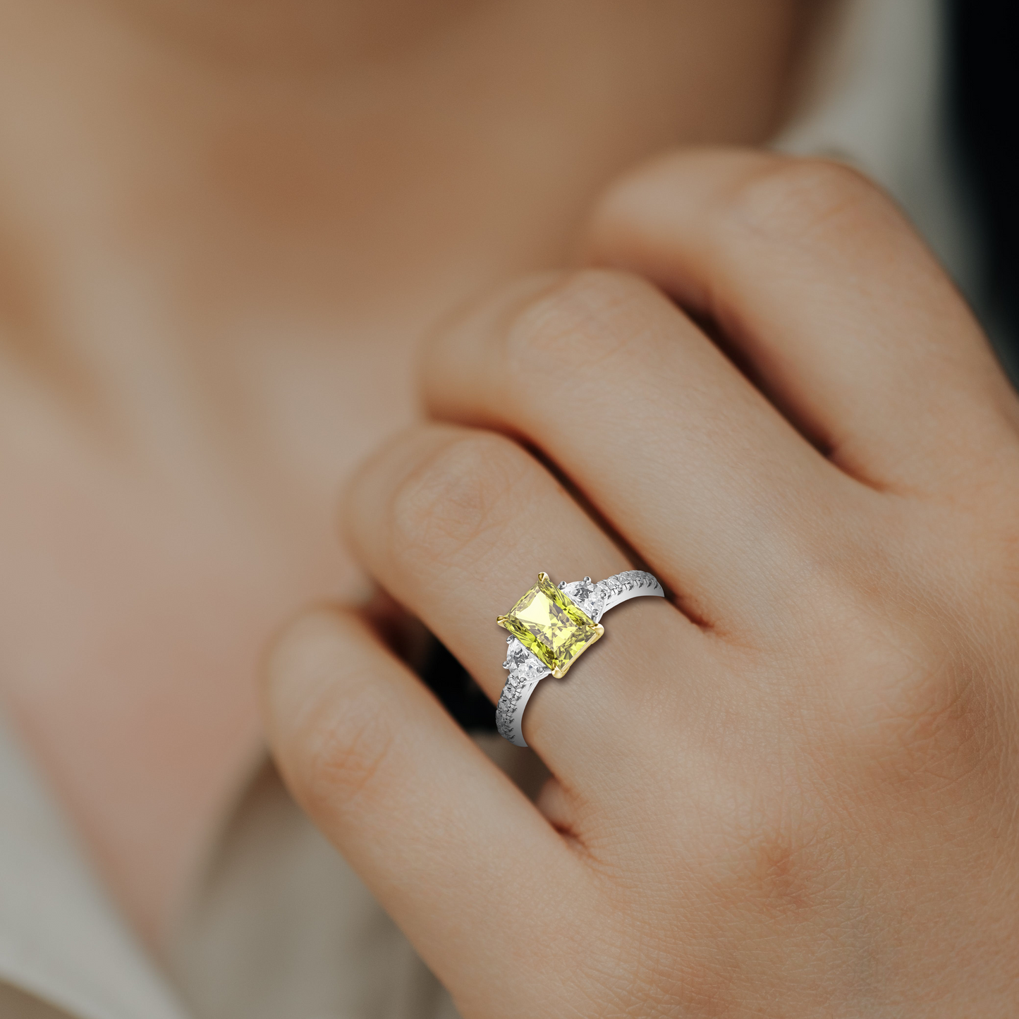 Trilogy with Half moon Diamonds on Band