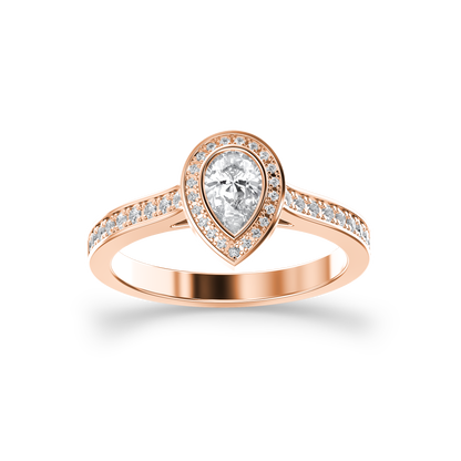 Luminous Pear Halo Ring